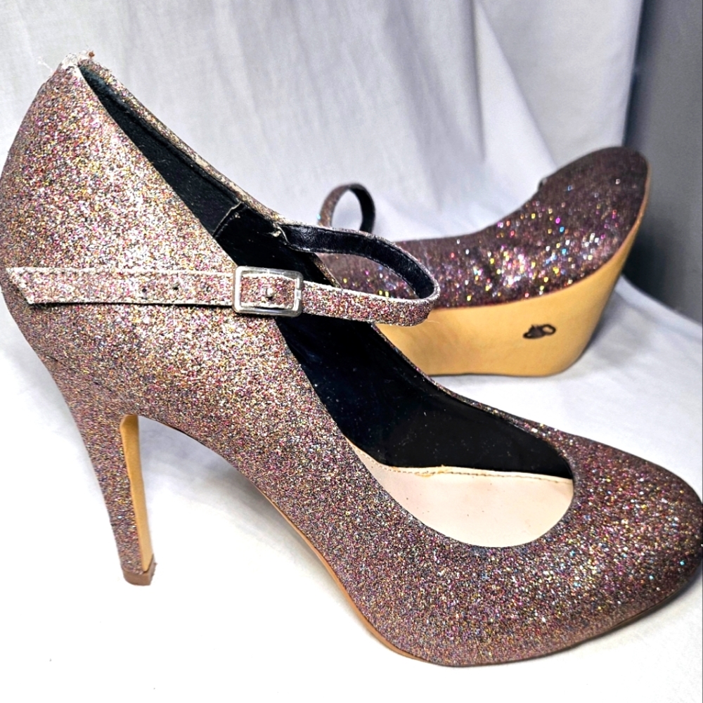 Rose Gold Glitter heels pumps sz 9